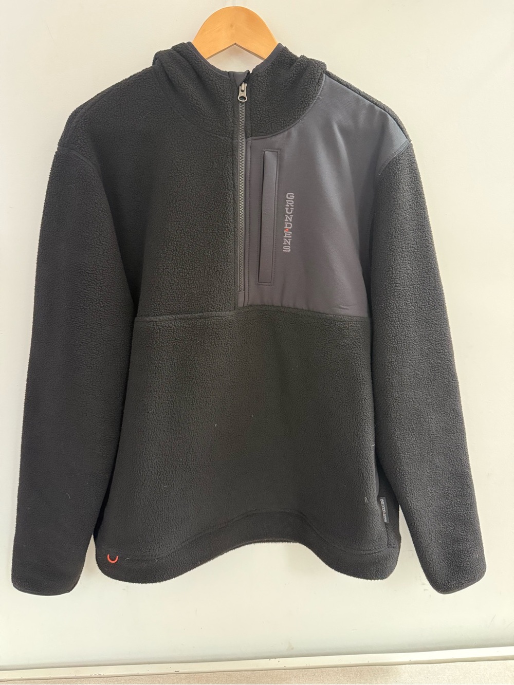 Grundens Bering Sea Men's Black Half-Zip Fleece Pullover Hoodie